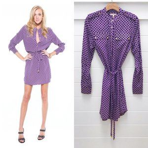 JUICY COUTURE 100% Silk Geometric Shirt Dress